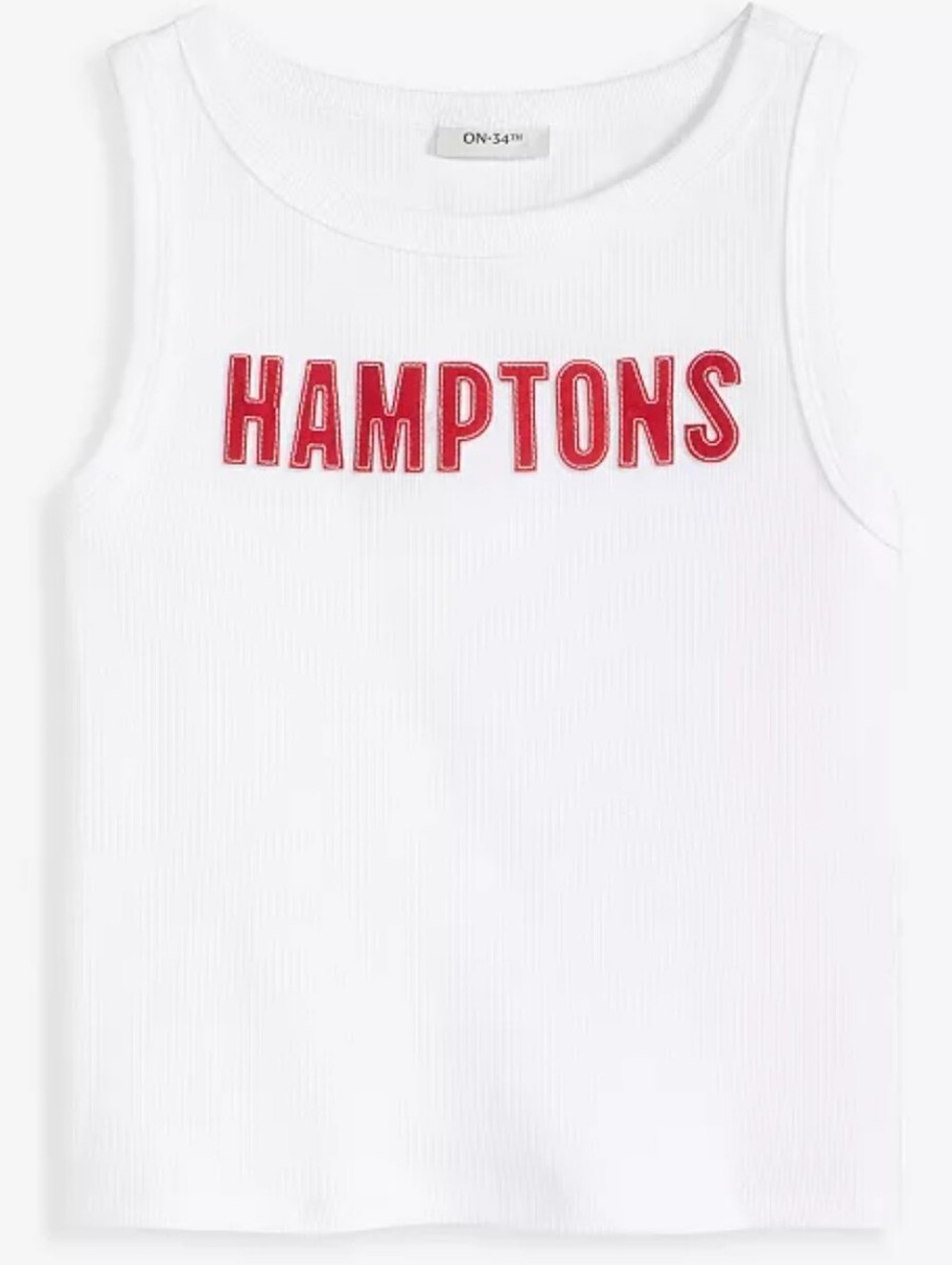 Women's High Neck White 'Hamptons' Tank Top with Red Appliqué